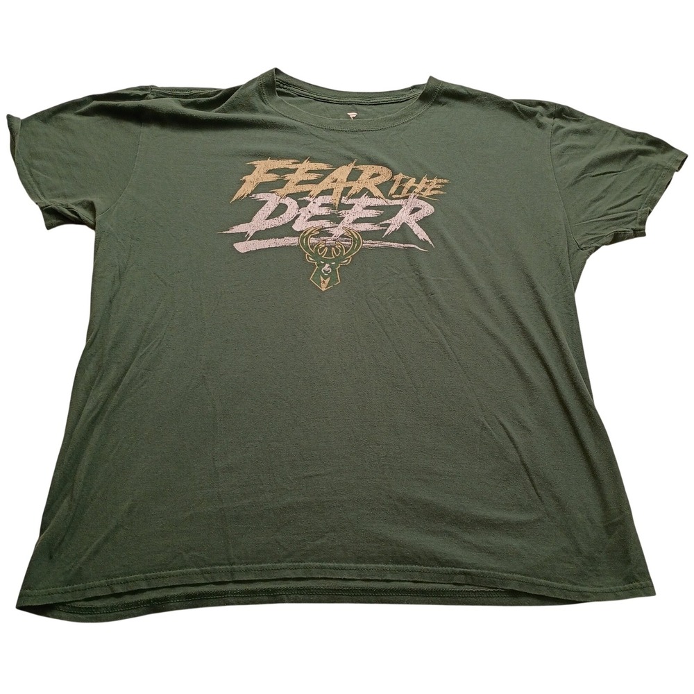 Fanatics Milwaukee Bucks Fear The Deer Green Graphic T-Shirt Men's XL NBA Casual